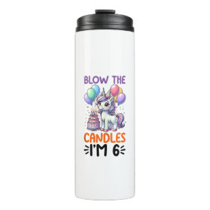 Unicorn Kids 6th Birthday Party Boy 6 Year Old Bda Thermal Tumbler