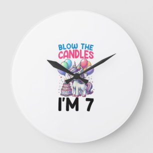 Unicorn Kids 7th Birthday Party Boy 7 Year Old Bda Large Clock
