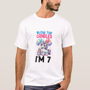 Unicorn Kids 7th Birthday Party Boy 7 Year Old Bda T-Shirt
