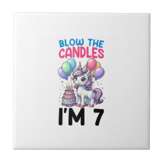 Unicorn Kids 7th Birthday Party Boy 7 Year Old Bda Tile