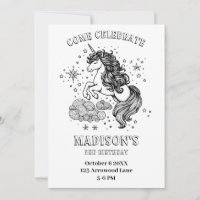Unicorn Kids Birthday Party Personalized Colouring