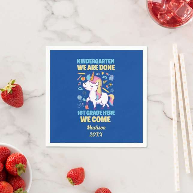 Unicorn Kindergarten Graduation 1st Grade Napkin (Insitu)