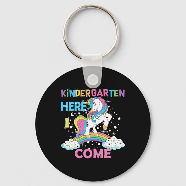 Unicorn Kindergarten Here I Come School Kindergart Keychain (Front)