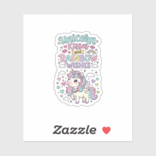 Unicorn Kisses and Rainbow Wishes Cute Pastel Grap
