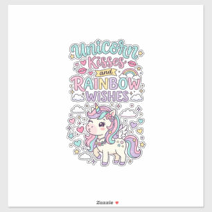 Unicorn Kisses and Rainbow Wishes Cute Pastel Grap