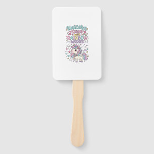 Unicorn Kisses and Rainbow Wishes Cute Pastel Grap Hand Fan