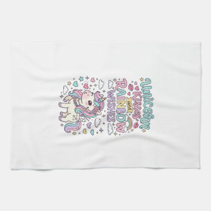 Unicorn Kisses and Rainbow Wishes Cute Pastel Grap Kitchen Towel