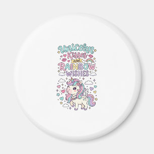 Unicorn Kisses and Rainbow Wishes Cute Pastel Grap Magnet