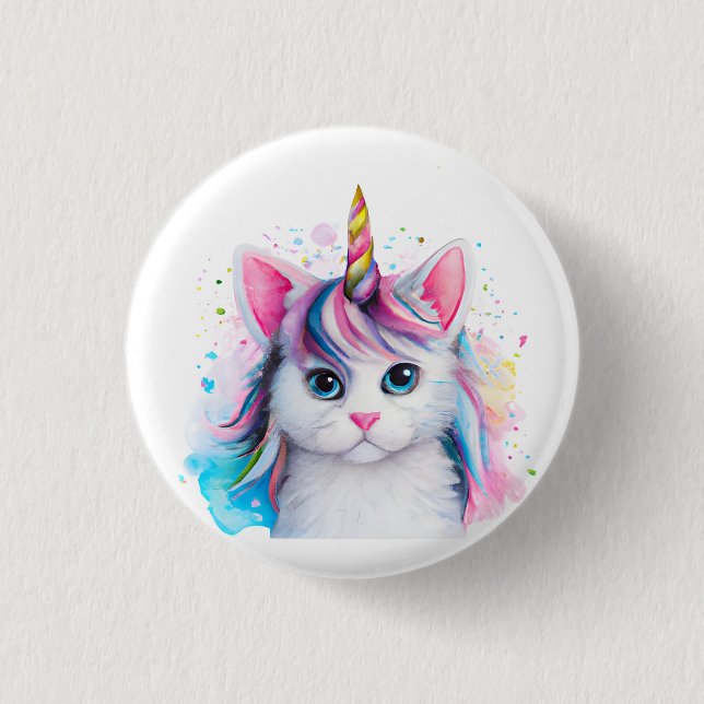 Unicorn Kitten 1 Inch Round Button (Front)