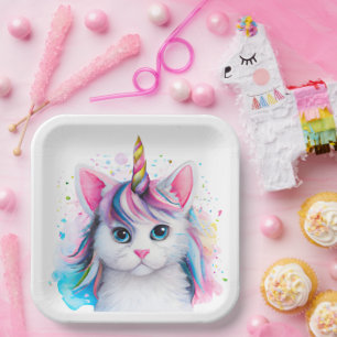Unicorn Kitten Paper Plate