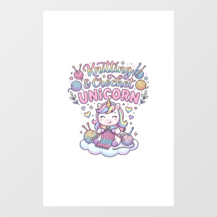 Unicorn Knitting Crochet Unicorn Adorable Typograp Window Cling