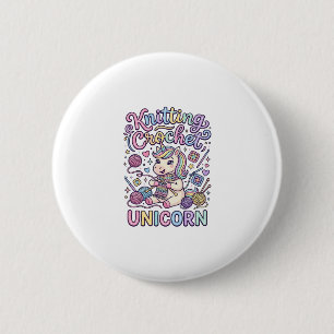 Unicorn Knitting Crochet Unicorn Charming White Ba 2 Inch Round Button