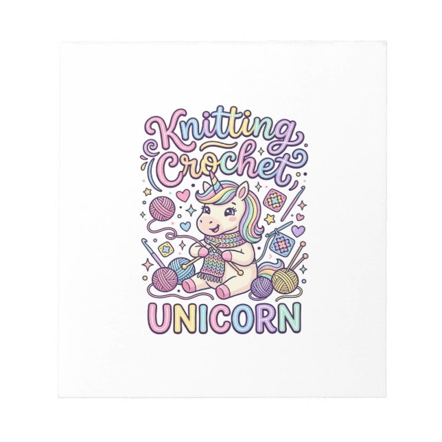 Unicorn Knitting Crochet Unicorn Charming White Ba Notepad (Front)
