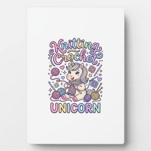 Unicorn Knitting Crochet Unicorn Charming White Ba Plaque