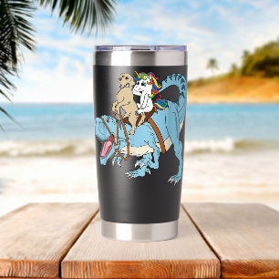 Unicorn Labrador Riding Dinosaur T-Rex Kids Girls Insulated Tumbler