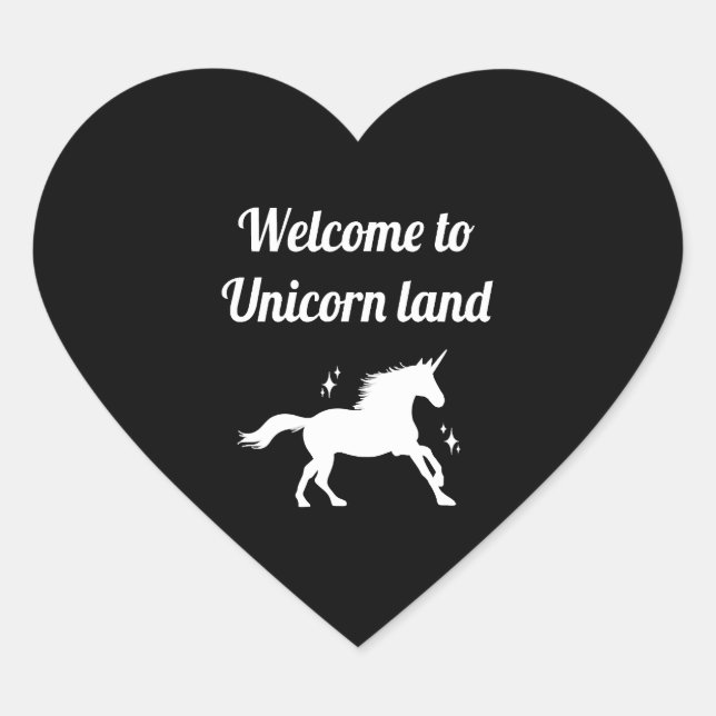 Unicorn land heart sticker (Front)