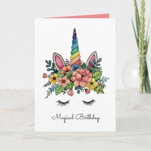 Unicorn Lashes With Rainbow Horn Card