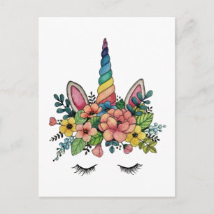 Unicorn Lashes With Rainbow Horn Postcard