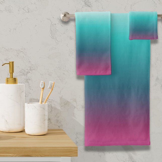 unicorn lavender teal ombre turquoise mermaid bath towel set (unicorn lavender teal ombre turquoise mermaid bath towel set)