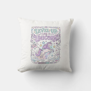 Unicorn Level Up Like a Unicorn Adorable Marketpla Throw Pillow