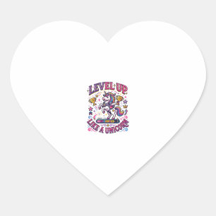 Unicorn Level Up Like a Unicorn Commercial Cute Gi Heart Sticker