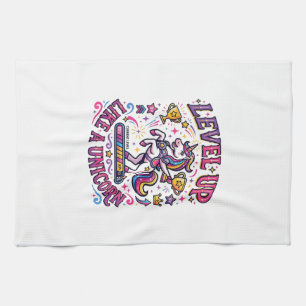 Unicorn Level Up Like a Unicorn Commercial Cute Gi Kitchen Towel
