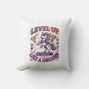 Unicorn Level Up Like a Unicorn Commercial Cute Gi Throw Pillow