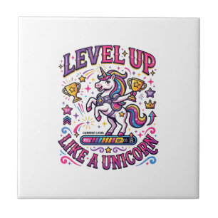 Unicorn Level Up Like a Unicorn Commercial Cute Gi Tile