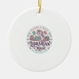 Unicorn Librarian of Magic Original Product Graphi Ceramic Ornament
