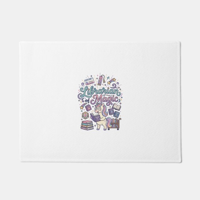 Unicorn Librarian of Magic Print Ready Apparel Gra Doormat (Front)