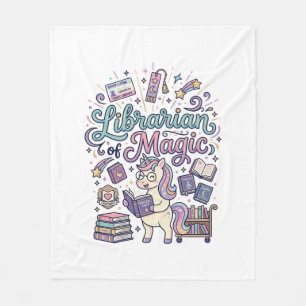 Unicorn Librarian of Magic Print Ready Apparel Gra Fleece Blanket