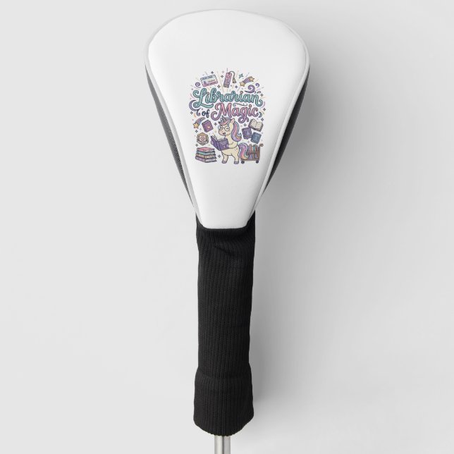 Unicorn Librarian of Magic Print Ready Apparel Gra Golf Head Cover (Front)