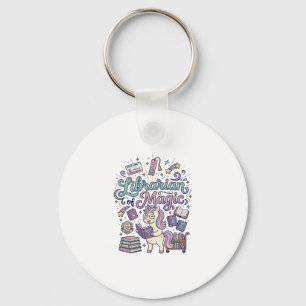 Unicorn Librarian of Magic Print Ready Apparel Gra Keychain