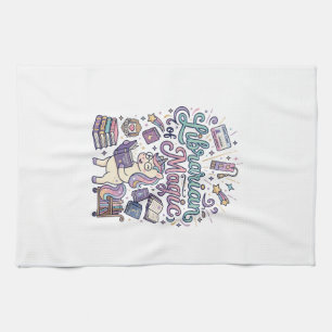 Unicorn Librarian of Magic Print Ready Apparel Gra Kitchen Towel