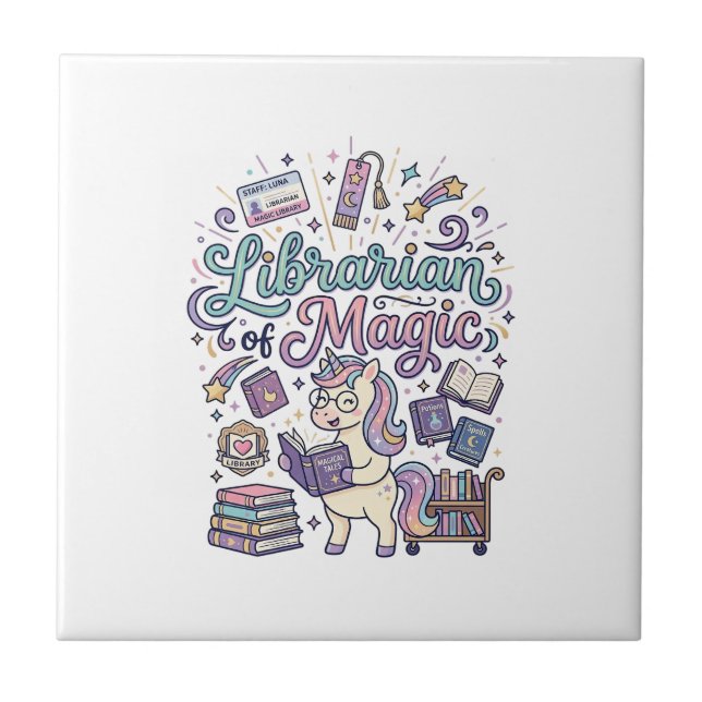 Unicorn Librarian of Magic Print Ready Apparel Gra Tile (Front)