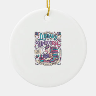 Unicorn Library Unicorn Colourful POD Artwork_1 Ceramic Ornament
