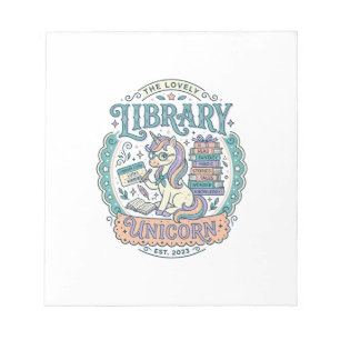 Unicorn Library Unicorn Whimsical Graphic Tee Desi Notepad