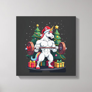 Unicorn Lifting Christmas Weightlifting Deadlift G Canvas Print