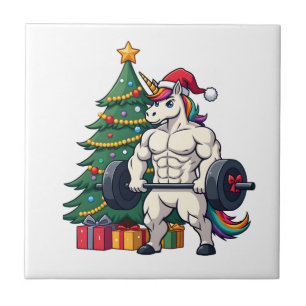 Unicorn Lifting Christmas Weightlifting Deadlift G Tile