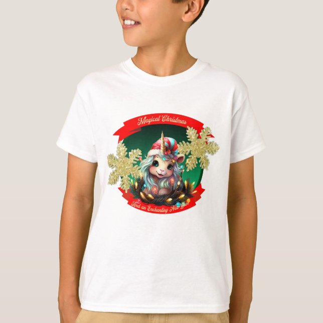 Unicorn Light Christmas T-Shirt (Front)