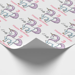 UNICORN Little Girl's Personalize Name Birthday Wrapping Paper