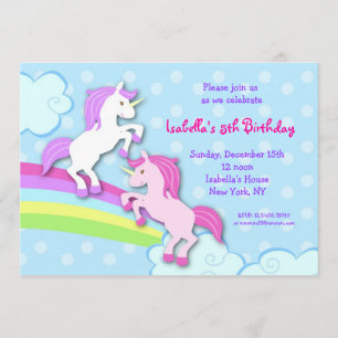 Unicorn Little Pony Birthday Party Invitations