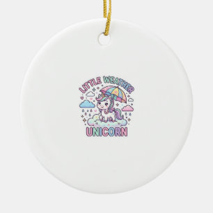 Unicorn Little Weather Unicorn Graphic Design Whit Ceramic Ornament