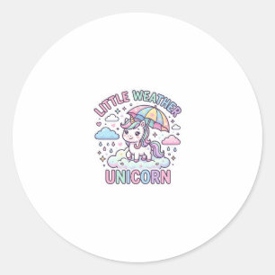 Unicorn Little Weather Unicorn Graphic Design Whit Classic Round Sticker
