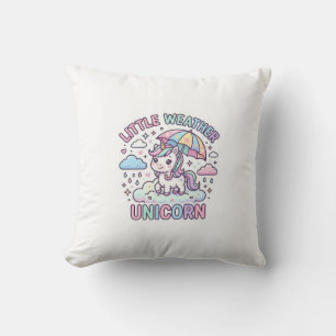 Unicorn Little Weather Unicorn Graphic Design Whit Throw Pillow