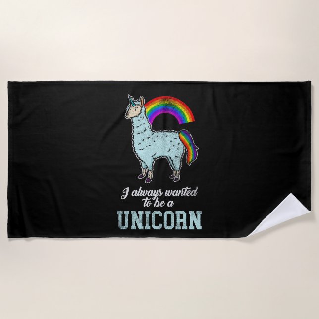 Unicorn Llama Beach Towel (Front)