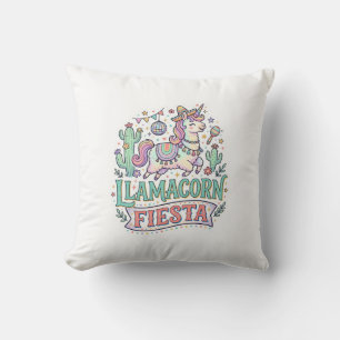 Unicorn Llamacorn Fiesta Premium Vector POD Artwor Throw Pillow