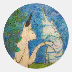 Unicorn Looking at its Reflection in a Lake Classic Round Sticker