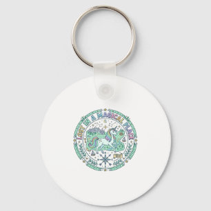 Unicorn Lost in a Magical Place Funny Print on Dem Keychain