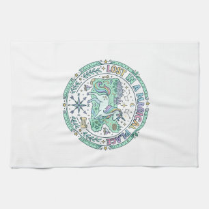 Unicorn Lost in a Magical Place Funny Print on Dem Kitchen Towel